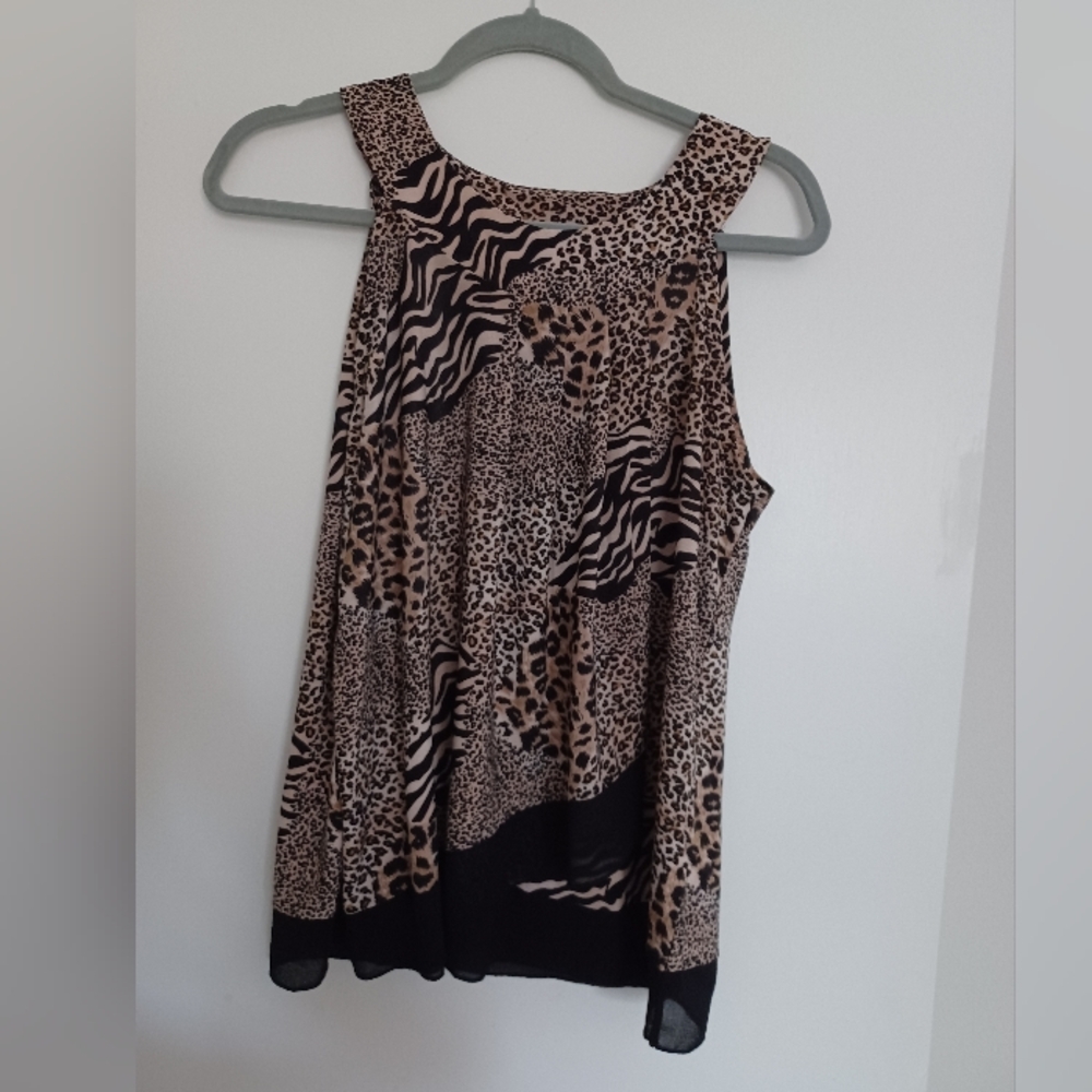 Brown and Black Asymmetrical Relaxed Tank Top